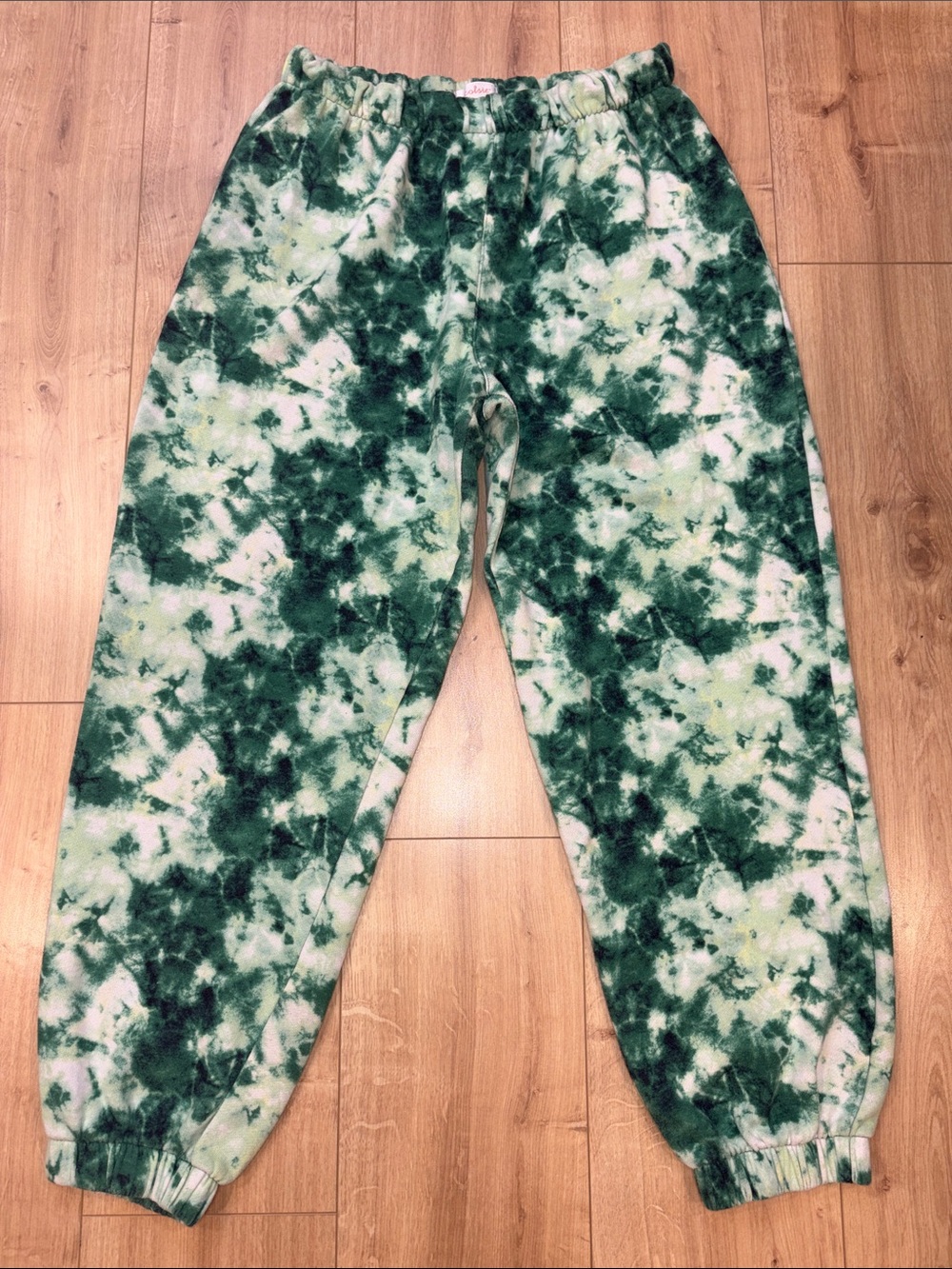 Colsie Green Tie-Dye Fleece Jogger Sweatpants